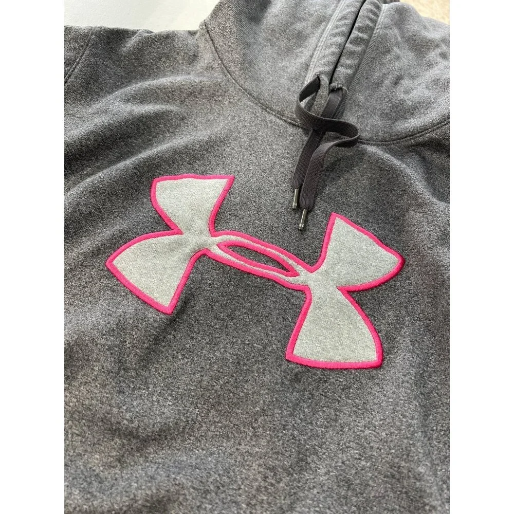 Under Armour Pullover Hoodie Sweatshirt Womens XL Gray Pink Outdoor Athleisure